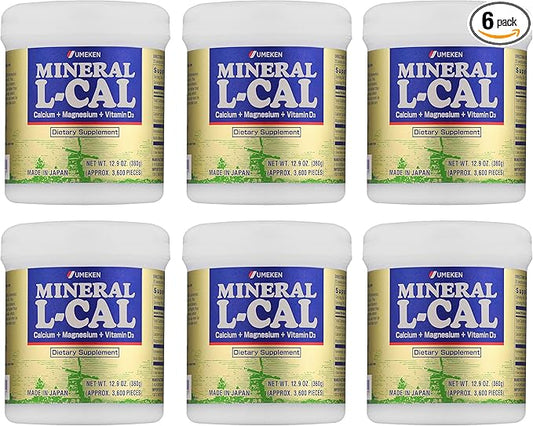Mineral L-Cal, Calcium with Vitamin D3 In Ball Format, Enriched with Magnesium and Minerals, Water Soluble and Fast Absorbing, Calcium Magnesium D3 Supplement, 3,600 Balls & 360g per Bottle, Pack of 6