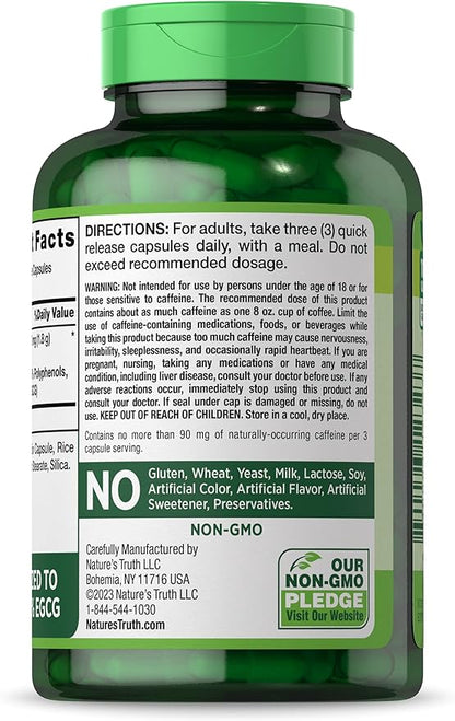 Nature's Truth EGCG Green Tea Extract Capsules | 180 Pills | Non-GMO & Gluten Free Supplement