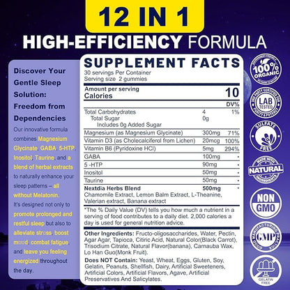 Magnesium Taurate,Melatonin Free Natural Sleep Gummies