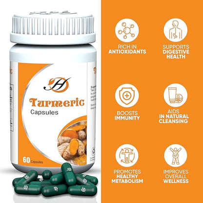Turmeric Curcumin Capsules 500mg 60 Capsules - Herbal Supplement for Immune System & Digestive Health Support | Vegan Capsules for Men and Women | Ayurvedic Wellness and Nutrition……