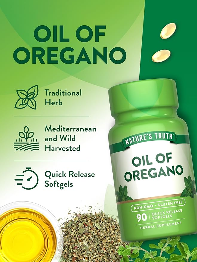 Nature's Truth Oregano Oil Softgels | 4000mg | 90 Pills | Contains Carvacrol | Non-GMO & Gluten Free Supplement