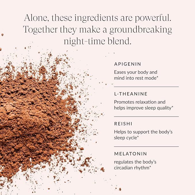 Beam Dream Sleep Powder, Natural Sleep Aid and Magnesium Hot Cocoa Drink for Adults, Calming Sleep Supplement with Apigenin, Nighttime Sleep Drink Powder, Third Party Tested Supplement, 22 Servings