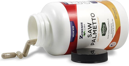 Zenesis Labs Saw Palmetto Extract - 240 Capsules - 500mg/capsule - 200% More Capsules Than Most Competitors