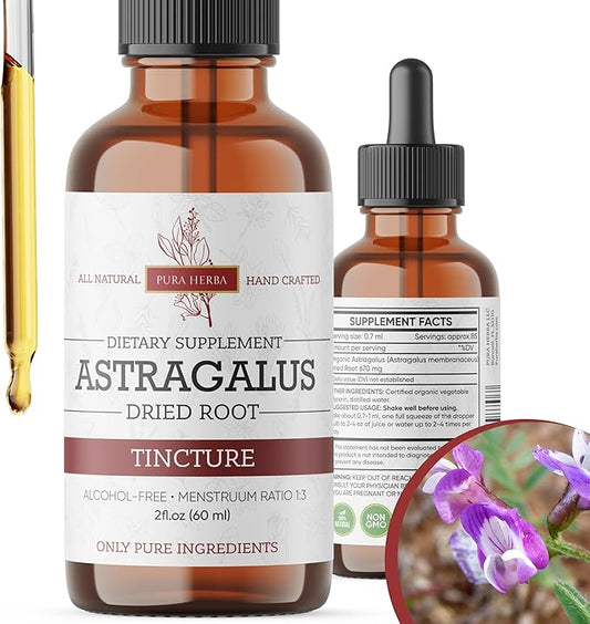 Organic Astragalus Tincture - Premium Astragalus Root Extract for Immune Support - Alcohol-Free, Sugar-Free, Vegan - High Potency Liquid Supplement - Made in USA - 2 Fl.Oz.