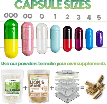 XPRS Nutra Size 1 Empty Capsules - 5000 Count Clear Empty Gelatin Capsules - Pill DIY Capsule Filling - Pure Bovine Pill Gel Caps for Do-It-Yourself Supplements