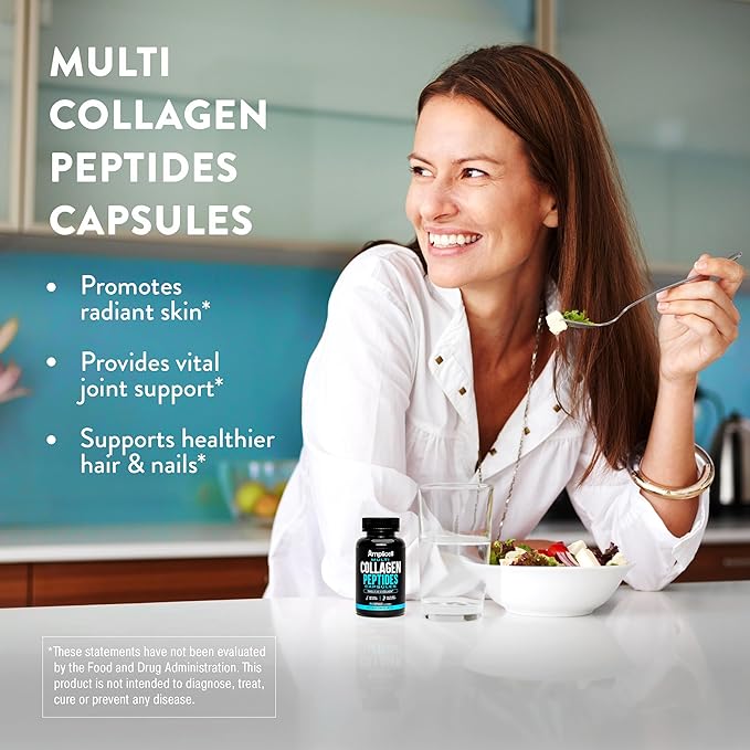 Multi Collagen for Women & Men - Supplements Fast Absorption, Type I II III V & X - Hydrolyzed Collagen Peptides for Hair, Skin & Nails - 90 Caps