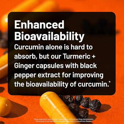NatureWise Turmeric Curcumin + Ginger 2400 mg - Turmeric Extract with 95% Curcuminoids, Extra Strength Supplement, Enhanced Absorption - Vegan, Gluten-Free - 90 Count[30-Day Supply]