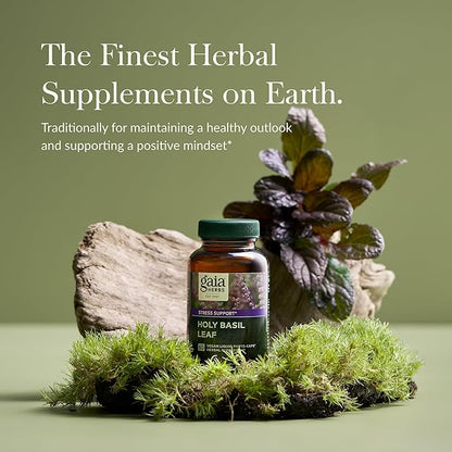 Gaia Herbs Holy Basil Leaf - Helps Sustain a Positive Outlook and Balance in Times of Stress - an Adaptogenic Ayurvedic Herb - 60 Vegan Liquid Phyto-Capsules (30-Day Supply)
