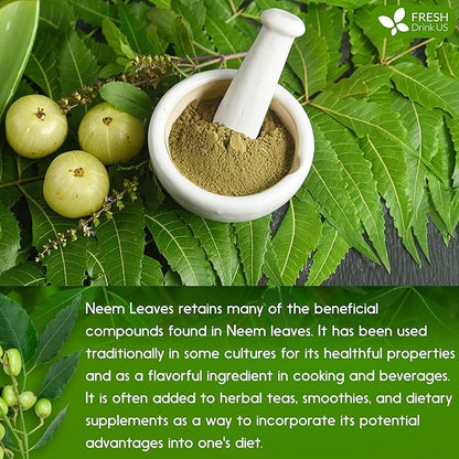 FreshDrinkUS, Premium 20oz Neem Leaf Powder, 100% Natural and Pure from Neem Leaves Dried, for Hair and Skin, No Additives, No Gluten, No Sugar, Vegan