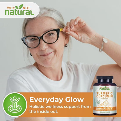 Organic Turmeric Curcumin Supplement in Capsules with Ginger and Black Pepper - Tumeric