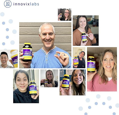InnovixLabs Triple Strength Omega 3 Supplement, Burpless Fish Oil for Women and Men - 900 mg EPA & DHA, Brain & Joint Support, Award Winning & Third-Party Tested, 200 Softgels