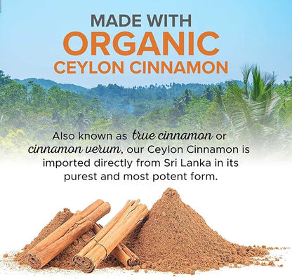 Organic Ceylon Cinnamon Capsules 1800mg - Pure Ceylon Cinnamon Supplements, 1800 mg Certified Organic Powder, Bottled in USA, Non-GMO Gluten Free Sugar Free, Antioxidant Pills Supplement, 60 Capsules