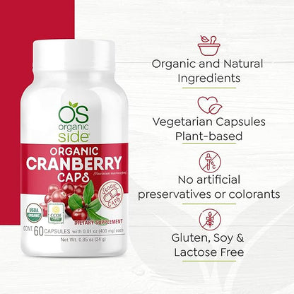 Organic Cranberry 60 Capsules - Prevention of UTI - Certified USDA - Non GMO - Vegan