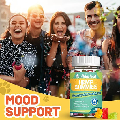 2 Pack Hemp Gummies, 1,500,000 Extra Strengthen Organic Hemp Gummies, Hemp Supplement Gummy with Hemp Oil Extract, 120 Gummies