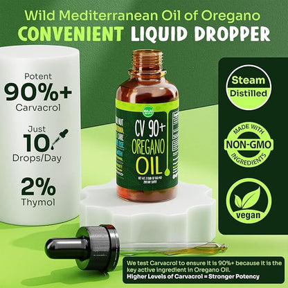 Maju Superfoods Oregano Oil Drops - Potent 90%+ Carvacrol (2 fl Oz) Wild Mediterranean Essential Oil of Oregano Liquid, Aceite de Oregano, Immune and Seasonal Support