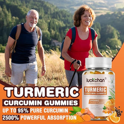 Turmeric Curcumin Gummies with Ginger & Black Pepper Herbal Supplement-160 Count for Adults and Kids, 2400mg - Tumeric Gummy Supplements Vegan, Organic, Gelatin-Free 3 Pack