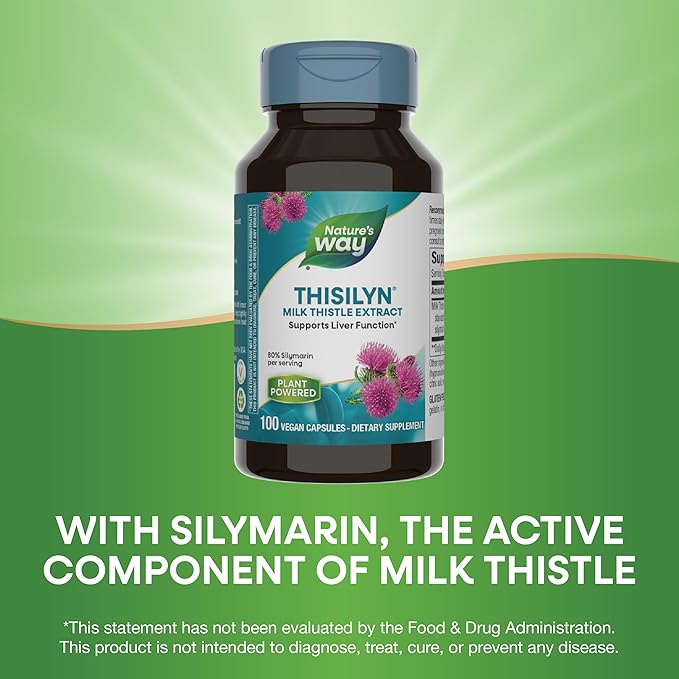 Nature's Way Thisilyn with Standardized Milk Thistle Extract, Supports Liver Function*, Silymarin, Vegan, 100 Capsules (Packaging May Vary)