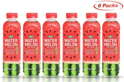 OKF Watermelon Aloe Vera Drink, Real Juice & Gel, 16.9 oz (6 Pack)