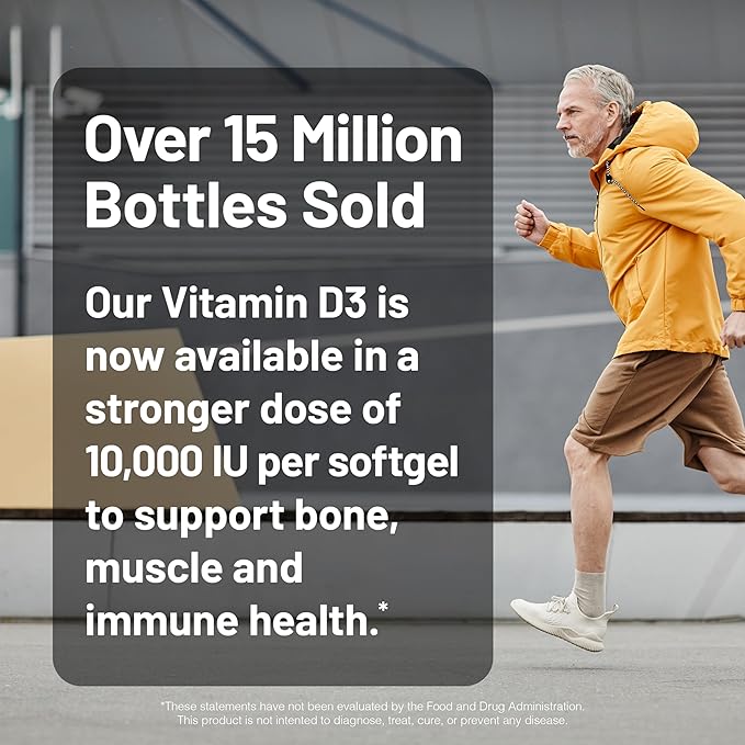 NatureWise Vitamin D3 10,000IU (250 mcg) 90-Day Supply - High Potency for Healthy Immune Support & Muscle Function, Non-GMO, Gluten-Free in Organic Extra Virgin Olive Oil, (Mini Softgel), 90 Count