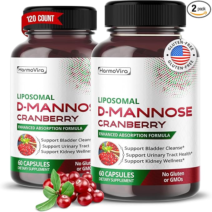 Liposomal D-MANNOSE Cranberry - Support Bladder Cleanse, Urinary Tract Health - 60-Day Supply - Made in The USA