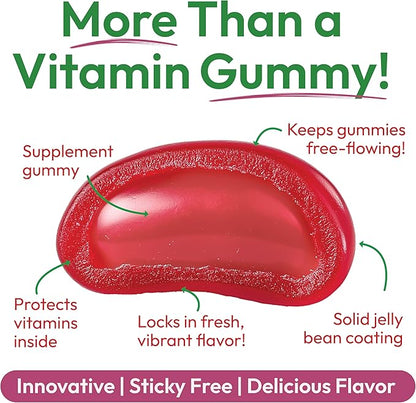 Biotin Jelly Bean Gummy Vitamins, Max Strength Biotin for Hair, Skin and Nails, 10000mcg per Serving, Hair Growth Vitamins for Men and Women, 120 Strawberry Blast Jelly Beans, Kosher
