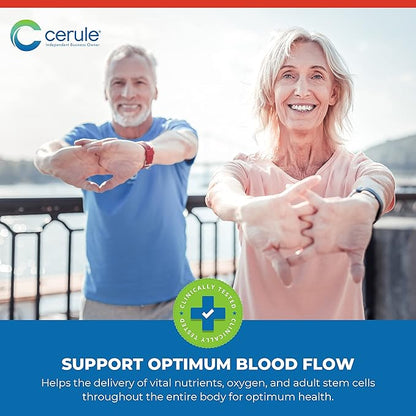 Cerule Plasmaflo Blood Flow Supplement to Support Bloods Circulation in Veins, Capillaries, Vessels and Heart for Vascular Health with a Proprietary Enzyme Blend, Gotu Kola and Ginkgo Biloba