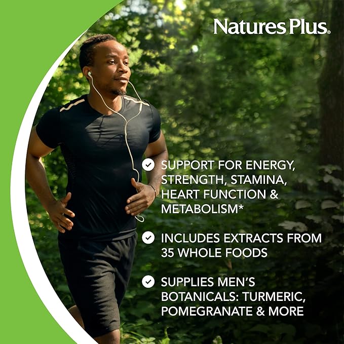 NaturesPlus Source of Life Garden Certified Organic Mens Once Daily Multivitamin - Pure, Natural Whole Food Ingredients - Energy Boost - 30 Vegan Tablets (30 Servings)