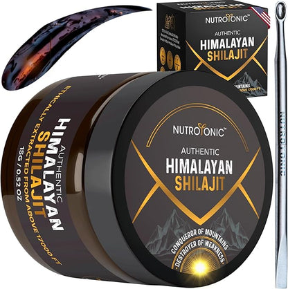 NutroTonic® Authentic Himalayan SHILAJIT® | 60 Days Sun Dried Organic Most Potent Premium Resin | Lab Tested for Safety | Natural Source of Fulvic Acid +86% & Humic Acid +10%