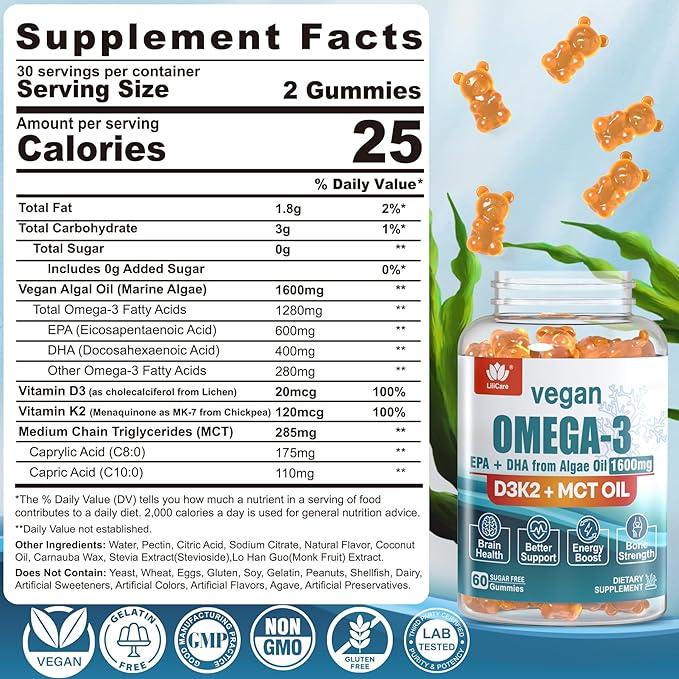 Vegan Omega 3 Gummies + Sugar Free Zinc Gummies