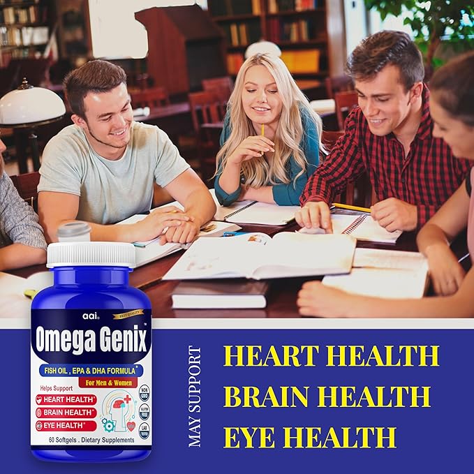 Aai Brand Omega 3 Fish Oil Supplements for Women and Men - Triple Omega 3-6-9 Formula Support Brain Health, Memory, Focus, Bone Strength & Joint Health - 60 Softgels