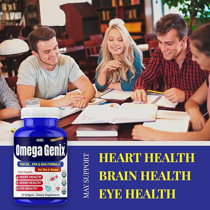 Aai Brand Omega 3 Fish Oil Supplements for Women and Men - Triple Omega 3-6-9 Formula Support Brain Health, Memory, Focus, Bone Strength & Joint Health - 60 Softgels