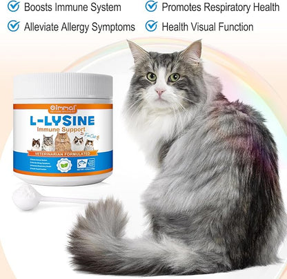 L-Lysine Powder for Cats, 120g Lysine Powder Supports Cats Immune System, Respiratory Health & Visual Function – Lysine Powder Improve Cats Eye Discharge, Pets Health Supplies, Salmon Flavor - 4.23oz