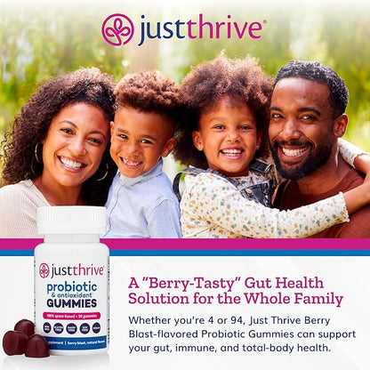 Just Thrive Probiotic Gummies - Kids, Men, and Womens Probiotic - for Digestive and Overall Health, 30 Count