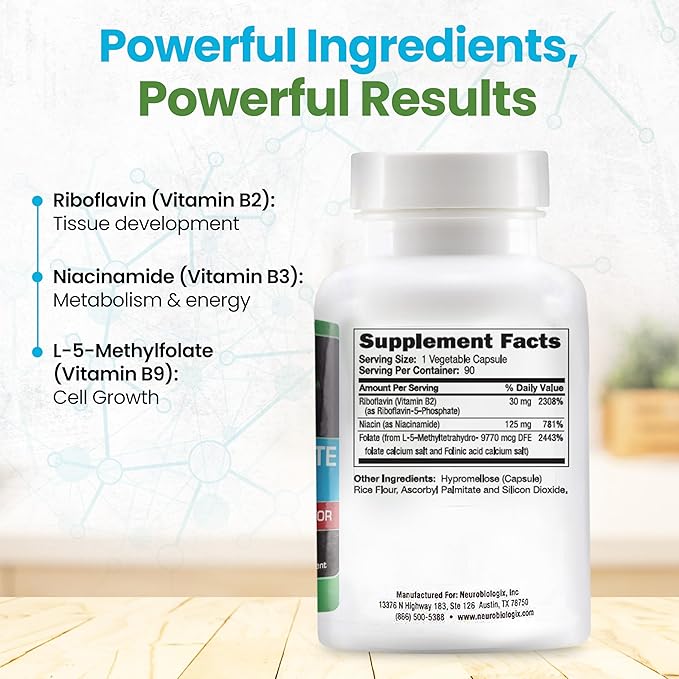 Methyl Folate Plus - Advanced Blend of L-5-Methylfolate, Folinic Acid & B Vitamins for Methylation Support - Methylfolate Supplement for Neurological & Immune Function Support