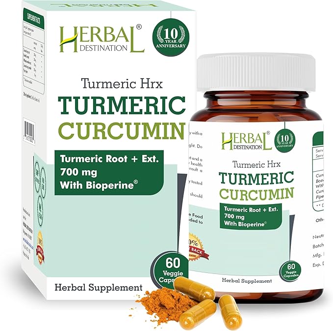 Turmeric Supplement Hrx- Immune Supplement, Metabolism Booster Joint Support Supplement with Turmeric Curcumin, Boswellia, Curcuma & Black Pepper Extract - 60 Capsules