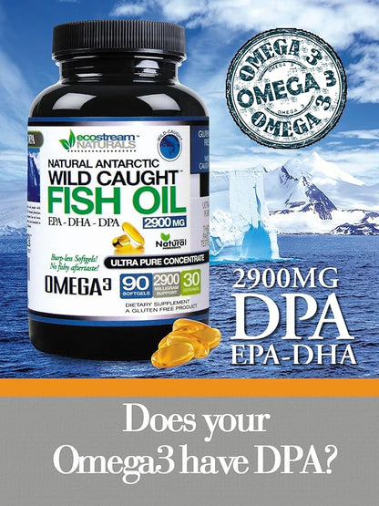 Wild Caught Omega 3 Fish Oil DPA-EPA-DHA Supplement 2,900 Milligrams - Now with Even More DPA-EPA-DHA