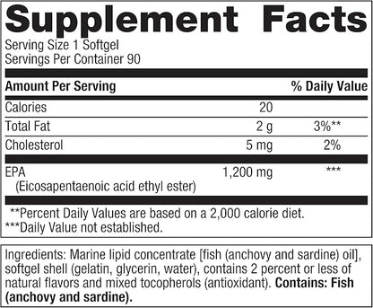 Metagenics OmegaGenics Fish Oil EPA 1200 - Omega-3 Fish Oil Supplement - For Heart Health & Immune System Health* - 90 Softgels