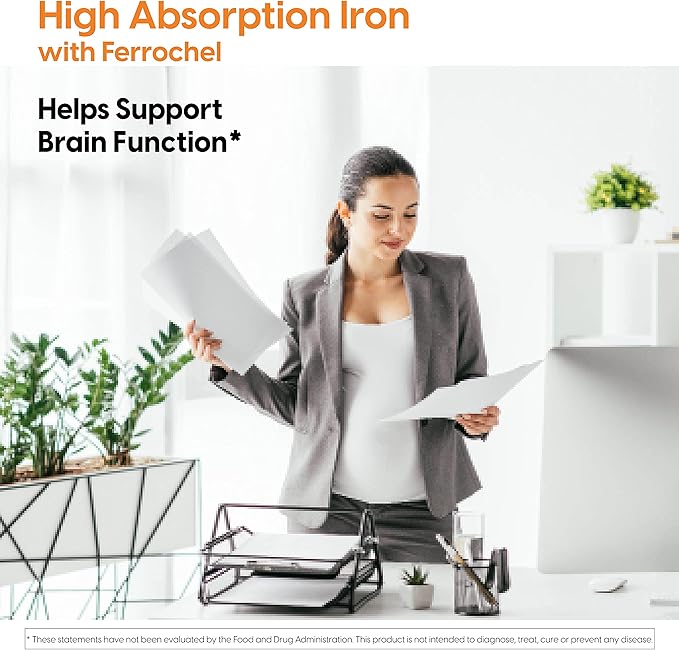 Doctor's Best High Absorption Iron Tablet with Ferrochel, Gentle on The Stomach, Immune Health, Blood Health, 27 mg (Pack of 2)