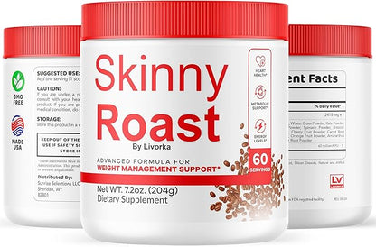 (3 Pack) Skinny Roast - Skinny Roast Coffee Advanced Formula, Official SkinnyRoast Organic Powder, Supplement Support Healthy Lifestyle - Premium Natural Formula, 180 Servings for 3 Months