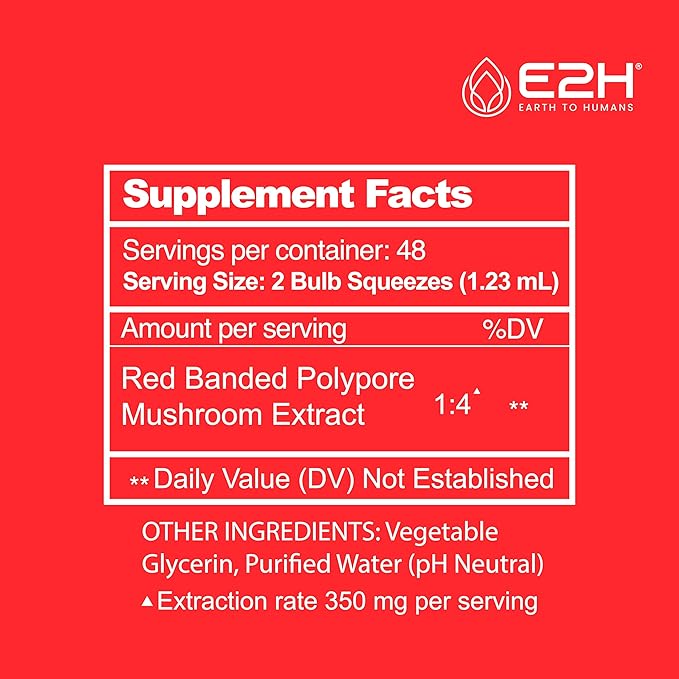 E2H Red Banded Polypore Extract - Mushroom Supplement Formula for Immune Support, Digestive Health, Energy and Natural Immunity Boost - Non-GMO, Vegan (3 Bottles)