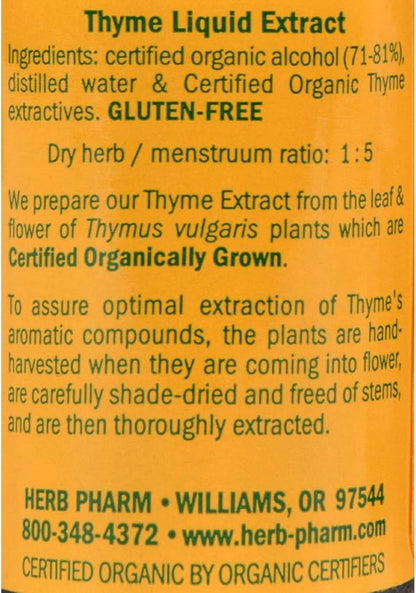 Herb Pharm Certified Organic Thyme Liquid Extract for Respiratory System Support - 1 Ounce (DTHYME01)