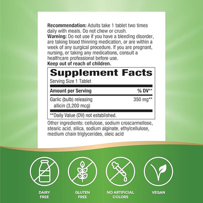 Nature's Way Garlicin Cardio, Premium Herbal, Supports Healthy Circulation*, No Garlic Taste, Vegan, 180 Tablets (Packaging May Vary)