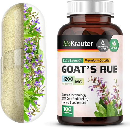 BIO KRAUTER Goats Rue Lactation Support Capsules 1200 mg - 100 Count - Goats Rue Capsules - Natural Breastfeeding Supplements