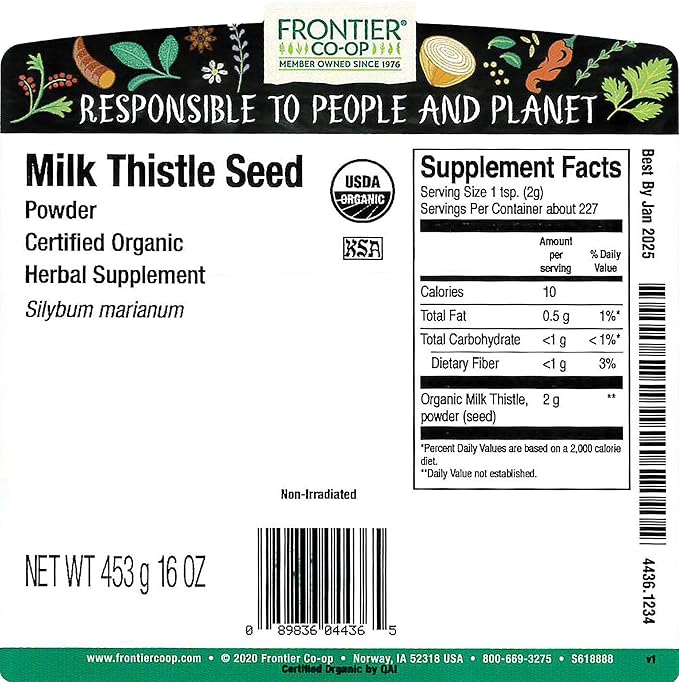 Frontier Co-op Organic Powder Milk Thistle Seed 1lb