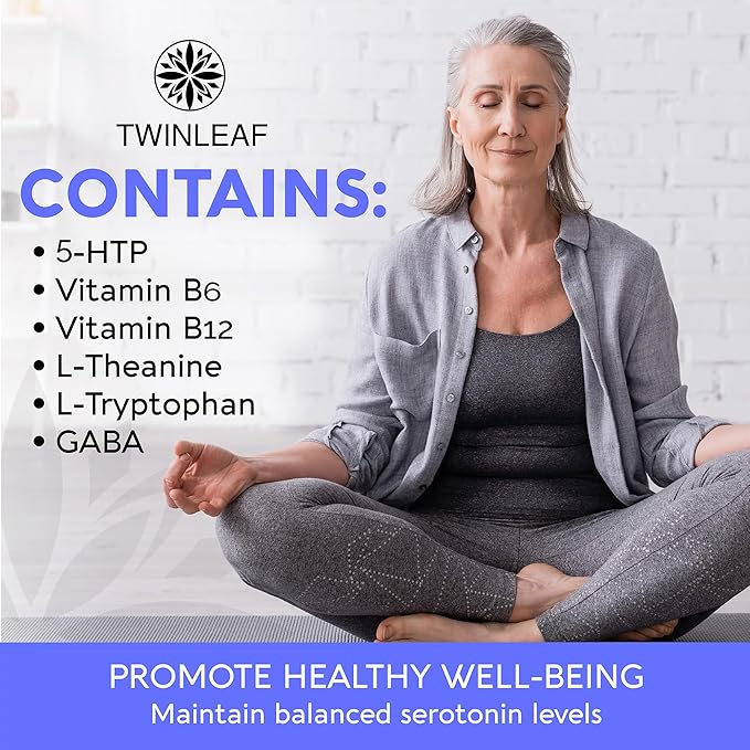 Natural Serotonin Supplement - Made in USA 5HTP Serotonin & Cortisol Manager - Serotonin Booster Vitamin Supplement for Women with 5-HTP, Vitamin B6, B12, GABA, L Theanine, L Tryptophan - 60 capsules