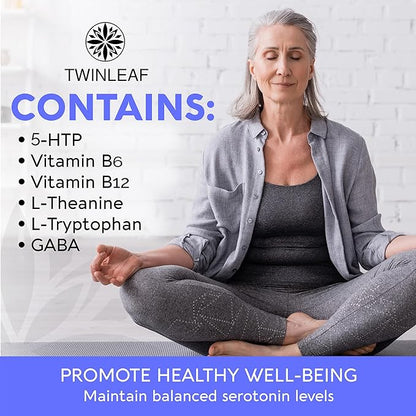 Natural Serotonin Supplement - Made in USA 5HTP Serotonin & Cortisol Manager - Serotonin Booster Vitamin Supplement for Women with 5-HTP, Vitamin B6, B12, GABA, L Theanine, L Tryptophan - 60 capsules