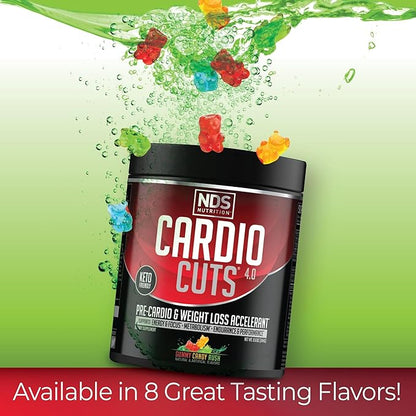 NDS Nutrition 4.0 Pre Workout Supplement - Advanced Weight Loss and Pre Cardio Formula with L-Carnitine, CLA, MCTs, L-Glutamine, and Safflower Oil - Gummy Rush (40 Servings)