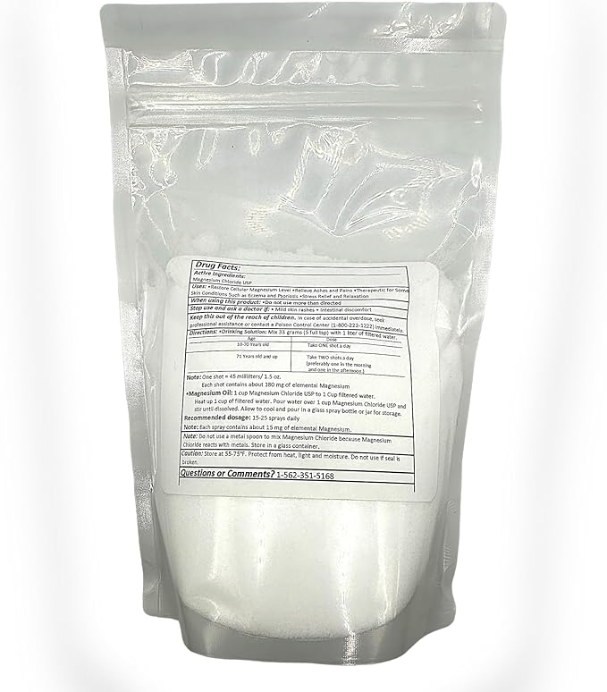 Greenway Biotech Organic Magnesium Chloride USP Supplement 100% Edible Cloruro de Magnesio Comestible Powder (Pharmaceutical Grade) | Pure Ph. EUR., BP, USP | 1 Pound