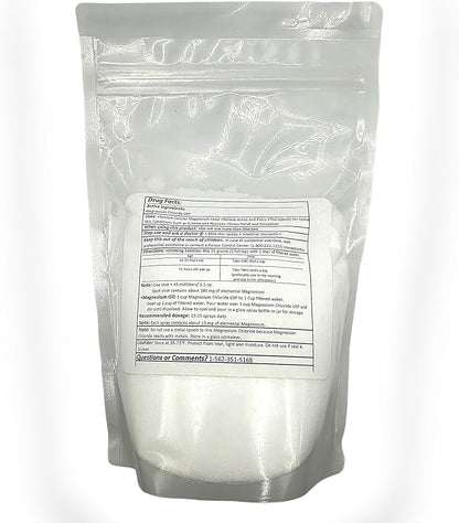 Greenway Biotech Organic Magnesium Chloride USP Supplement 100% Edible Cloruro de Magnesio Comestible Powder (Pharmaceutical Grade) | Pure Ph. EUR., BP, USP | 1 Pound