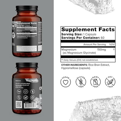 Organifi Essential Magnesium Glycinate Supplement for Bone Support and Muscle Health, 150mg, 60 Vegan Capsules